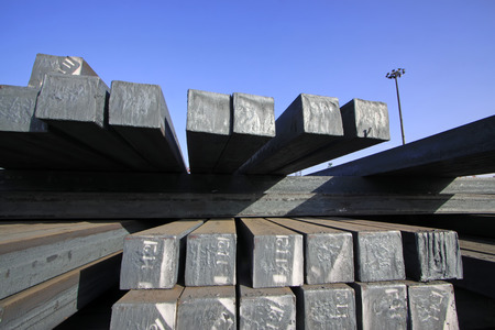 Steel ingot under the blue sky, closeup of photoのeditorial素材