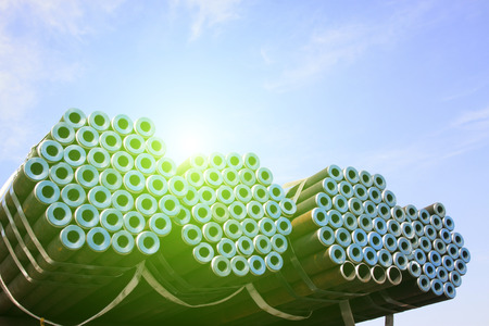 Steel pipe cross section features, closeup of photo
