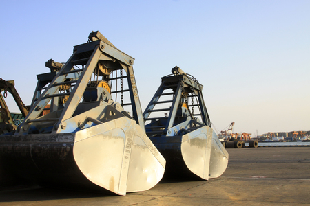 crane grab bucket, closeup of photoのeditorial素材