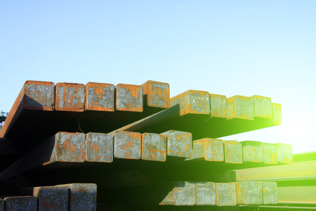 Oxidation rust steel ingot, closeup of photoのeditorial素材