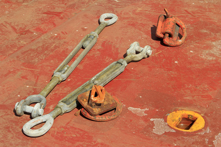 metal fastener on the sheet metal, closeup of photo