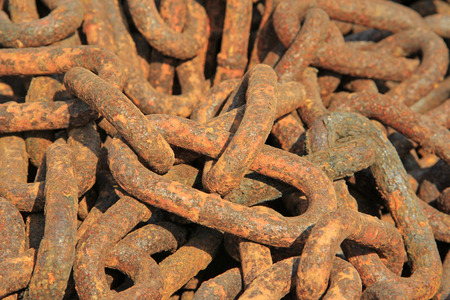 oxidize iron chains, closeup of photo