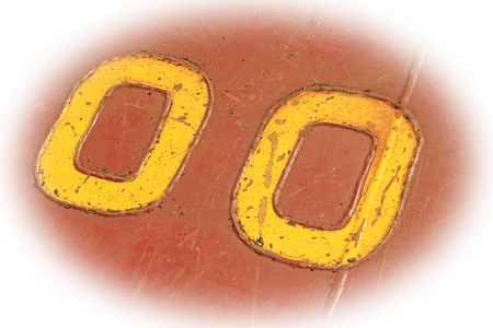 brown number on the plate, closeup of photoの写真素材