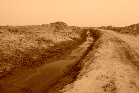 Dirt roads and drainage ditch in the wild