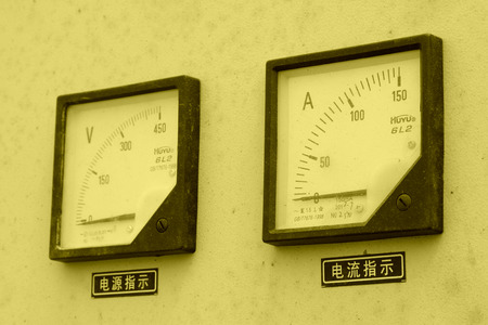 ammeter and voltmeter in a machinery at a construction siteのeditorial素材