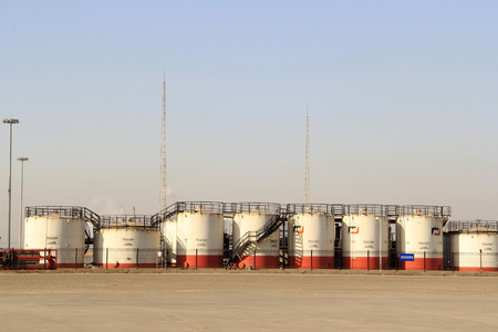 TIANJIN PORT - MARCH 23: magcobar warehouse in bulk cargo terminal, on March 23, 2015, tianjin port, tianjin, China.のeditorial素材