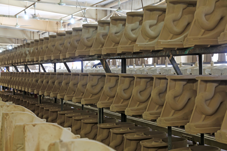 Ceramic mould in a factory, closeup of photoのeditorial素材