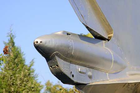 fighter jets tail, closeup of photo