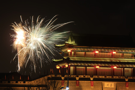 Luan State ancient city night scenery, Chinaのeditorial素材