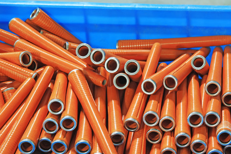 plastic material spindles rollers, closeup of photoの写真素材