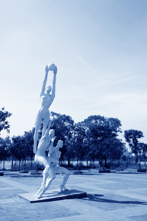 Volleyball Moving sculpture in a park, north chinaのeditorial素材