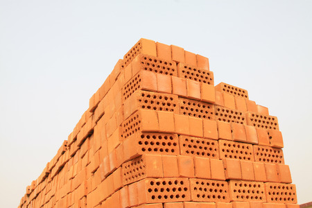 red hollow brick, closeup of photoの写真素材