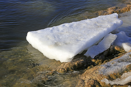 sea ice natural scenery in winter, closeup of photo