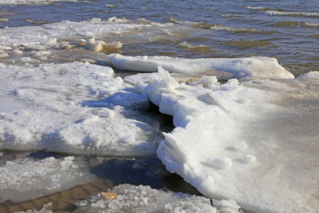 sea ice natural scenery in winter, closeup of photo