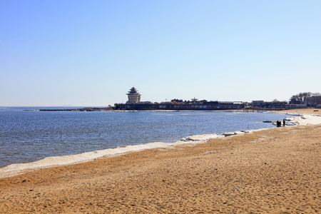 Qinhuangdao - Feb 9: BiLuo tower park natural scenery, February 9, 2016, qinhuangdao city, hebei province, Chinaのeditorial素材