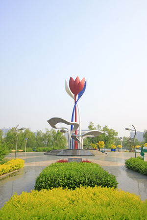 Petals statues in a park, closeup of photoのeditorial素材