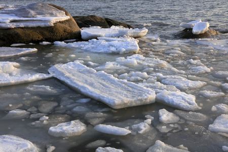 sea ice natural scenery in winter, closeup of photo