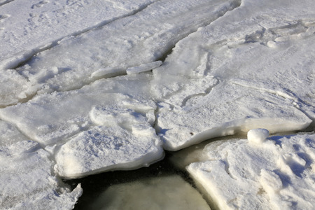 sea ice natural scenery in winter, closeup of photo