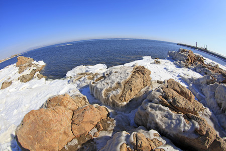 sea ice natural scenery in winter, closeup of photoの写真素材