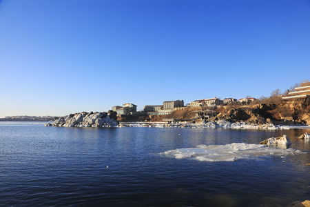 sea ice natural scenery in winter, closeup of photoのeditorial素材