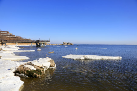 sea ice natural scenery in winter, closeup of photoのeditorial素材