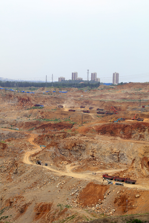 iron ore mining area landscape in Luan county, Chinaのeditorial素材