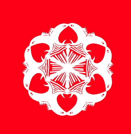 traditional Chinese paper-cut works, closeup of photoの写真素材