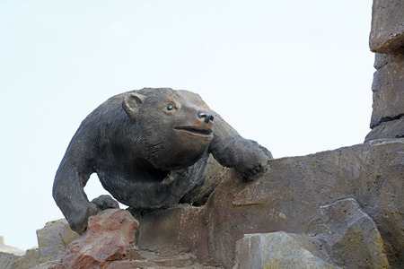 Brown bear sculpture in a zooのeditorial素材