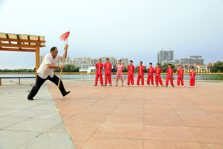 Luannan County - August 23: martial arts show in the park, on August 23, 2016, luannan county, hebei province, Chinaのeditorial素材