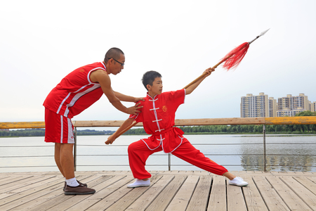 Luannan County - August 23: martial arts show in the park, on August 23, 2016, luannan county, hebei province, Chinaのeditorial素材