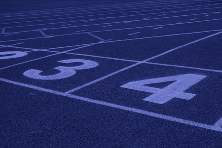 red plastic runway in a sports ground in a middle schoolの写真素材