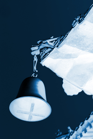 traditional Chinese style temple bells, closeup of photoの写真素材