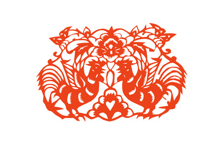 traditional Chinese paper-cut works, closeup of photoの写真素材