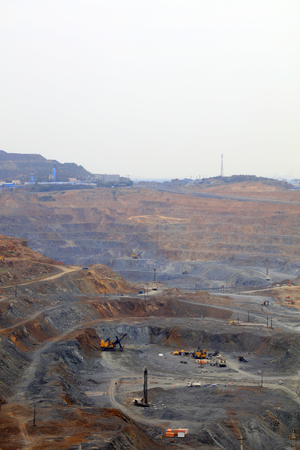 iron ore mining area landscape in Luan county, Chinaのeditorial素材