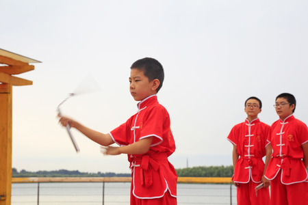 Luannan County - August 23: martial arts show in the park, on August 23, 2016, luannan county, hebei province, Chinaのeditorial素材