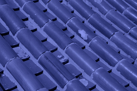 Chinese traditional style gray tiles roof, closeup of photoの写真素材