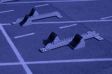 run up ware on red plastic runway in a sports ground in a middle schoolの写真素材