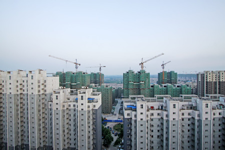 Buildings and tower craneのeditorial素材