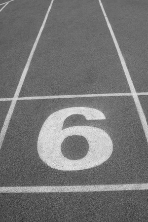 red plastic runway in a sports ground in a middle schoolの写真素材
