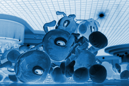 cloth art ants formative toy on the store shelvesの写真素材