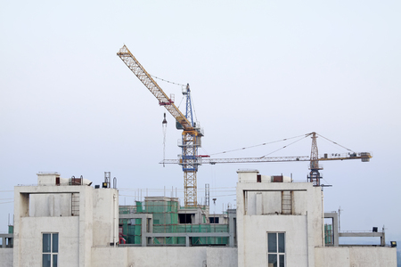 Buildings and tower craneのeditorial素材