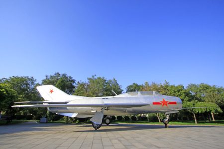 Chinese air retired fighter jets in a parkのeditorial素材