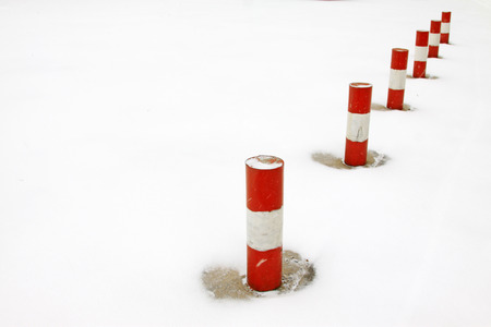Roadblocks in the snowの写真素材