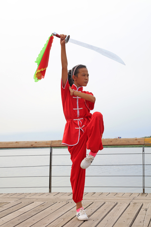Luannan County - August 23: martial arts show in the park, on August 23, 2016, luannan county, hebei province, Chinaのeditorial素材