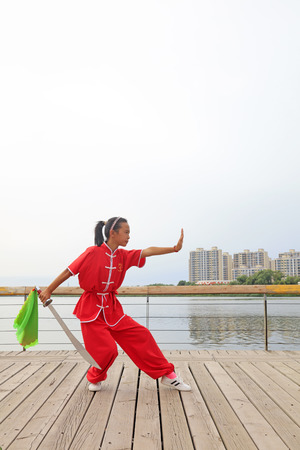 Luannan County - August 23: martial arts show in the park, on August 23, 2016, luannan county, hebei province, Chinaのeditorial素材