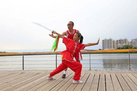 Luannan County - August 23: martial arts show in the park, on August 23, 2016, luannan county, hebei province, Chinaのeditorial素材