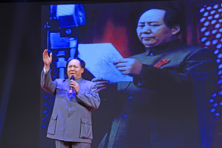 Luannan County - December 23, 2015: Mao Zedong image on stage, Luannan County, Hebei Province, China, December 23, 2015. Mao Zedong was the former leader of People's Republic of China.のeditorial素材