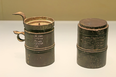 Ancient Chinese bronze lampsのeditorial素材