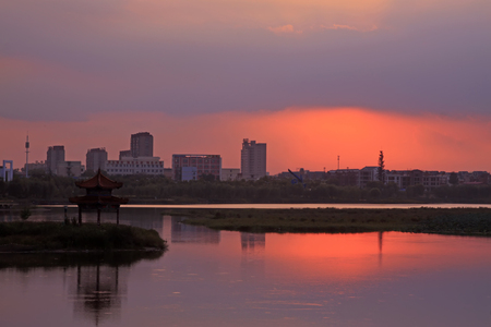 Waterfront city building sceneryのeditorial素材