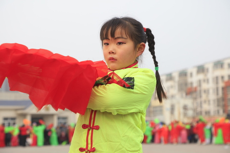 Luannan County - February 7, 2017: Chinese folk Yangko performance, Luannan County, Hebei Province, Chinaのeditorial素材